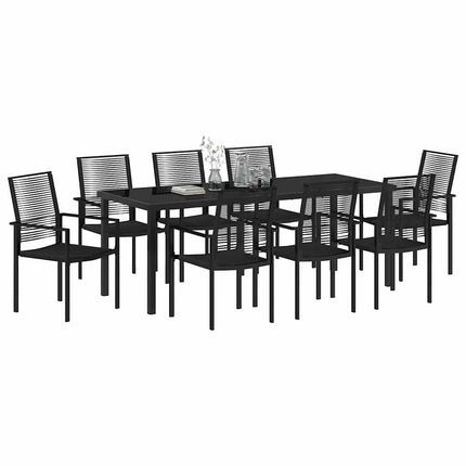 Have Spisebordssæt 9 pcs Sort Pulverlakeret stål