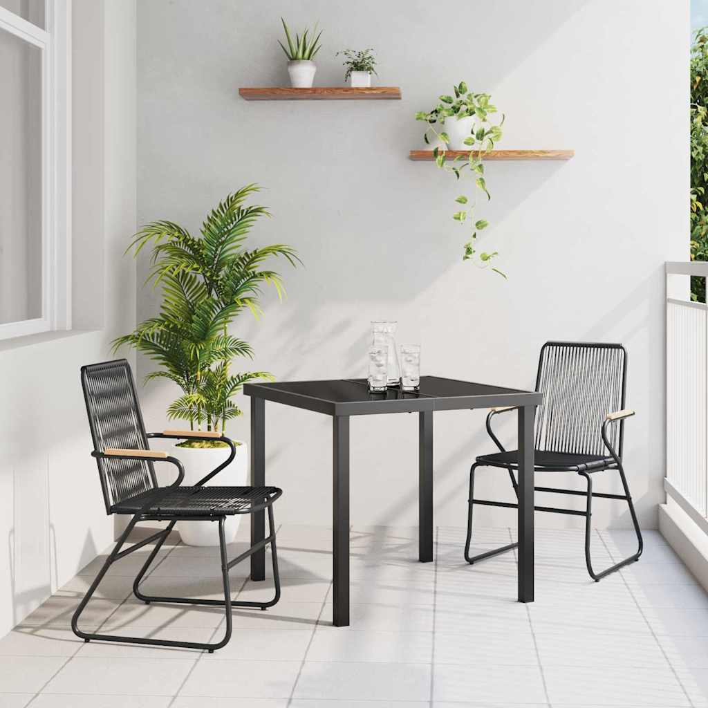Have Spisebordssæt 3 pcs Sort Pulverlakeret stål