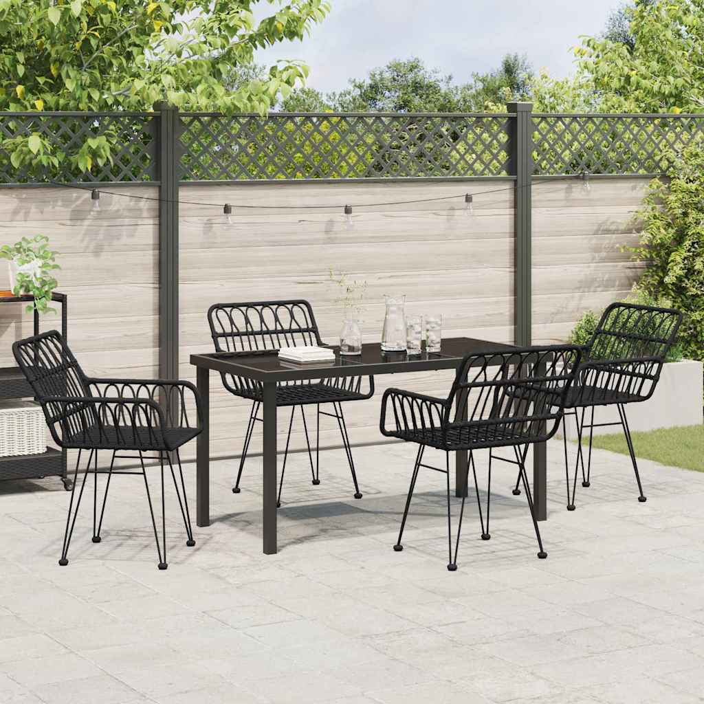 Have Spisebordssæt 5 pcs Sort Pulverlakeret stål