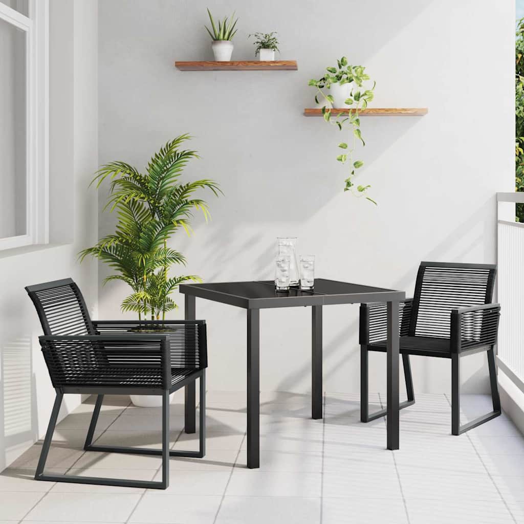 Have Spisebordssæt 3 pcs Sort Pulverlakeret stål