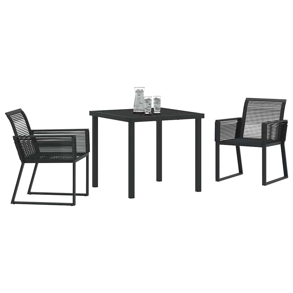 Have Spisebordssæt 3 pcs Sort Pulverlakeret stål
