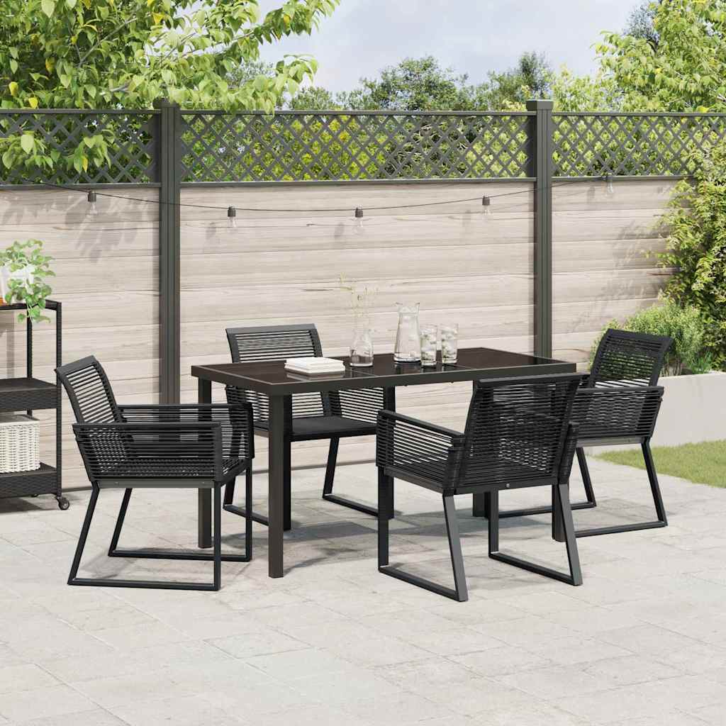 Have Spisebordssæt 5 pcs Sort Pulverlakeret stål