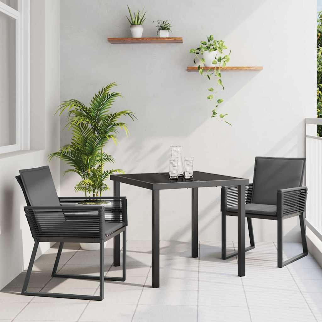 Have Spisebordssæt 3 pcs Sort Pulverlakeret stål