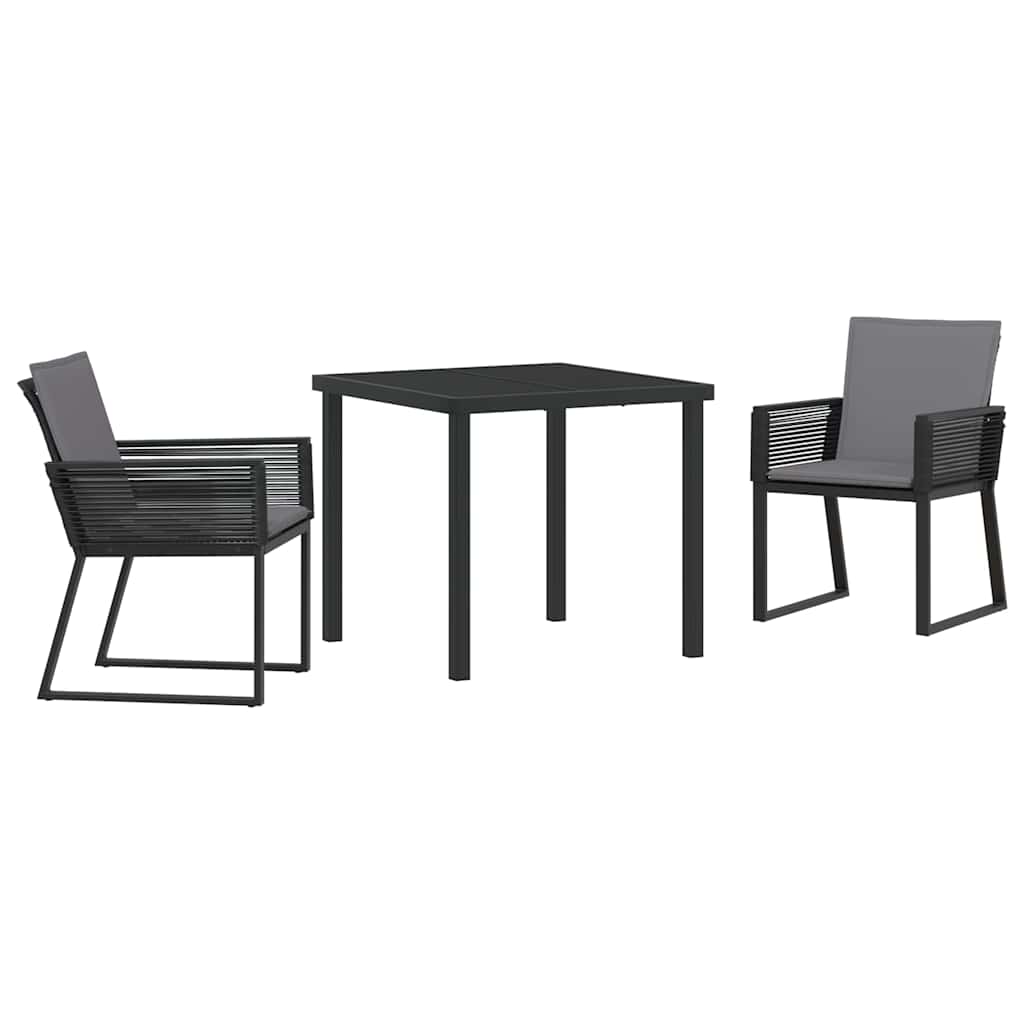 Have Spisebordssæt 3 pcs Sort Pulverlakeret stål