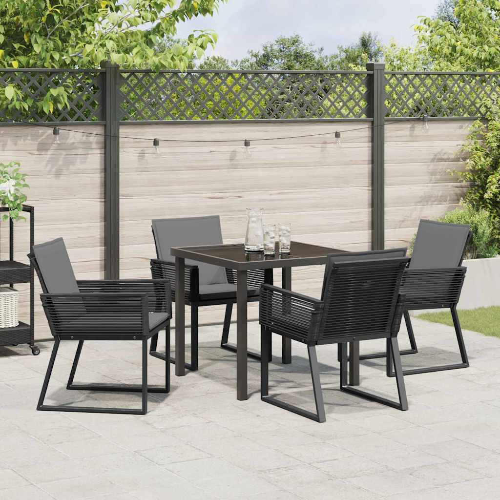 Have Spisebordssæt 5 pcs Sort Pulverlakeret stål