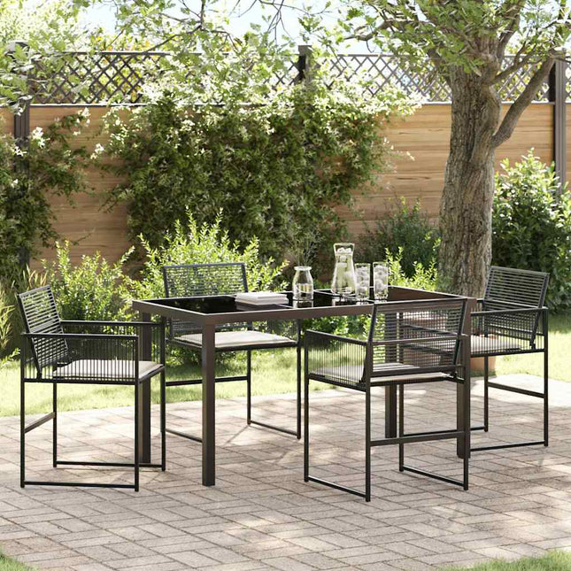 Have Spisebordssæt 5 stk. Sort polyrattan