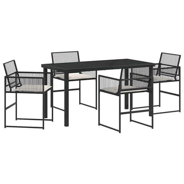 Have Spisebordssæt 5 stk. Sort polyrattan