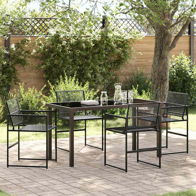 Have Spisebordssæt 5 stk. Sort polyrattan