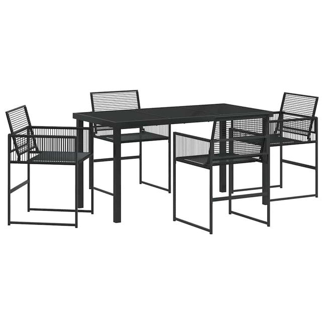 Have Spisebordssæt 5 stk. Sort polyrattan