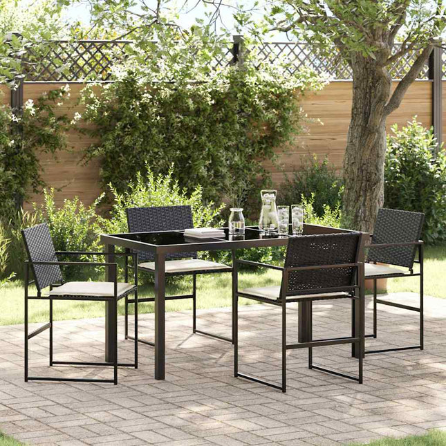 Have Spisebordssæt 5 stk. Sort og Cream polyrattan