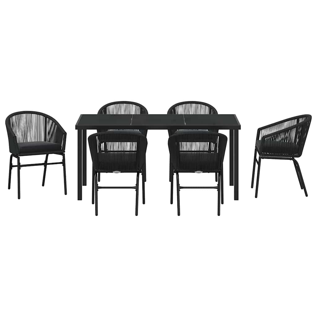 Have Spisebordssæt 7 pcs Sort Pulverlakeret stål