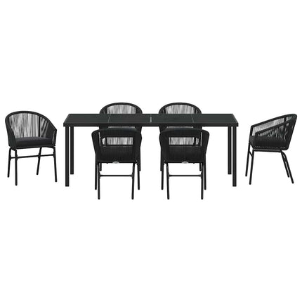 Have Spisebordssæt 7 pcs Sort Pulverlakeret stål