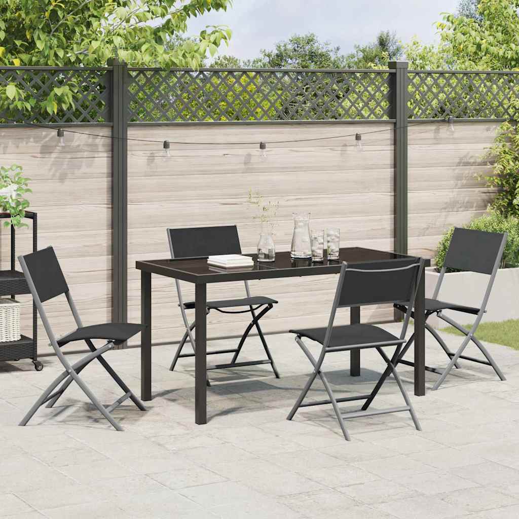 Have Spisebordssæt 5 pcs Sort Pulverlakeret stål