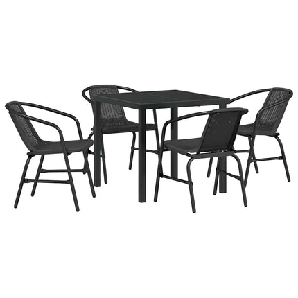 Have Spisebordssæt 5 pcs Sort Pulverlakeret stål