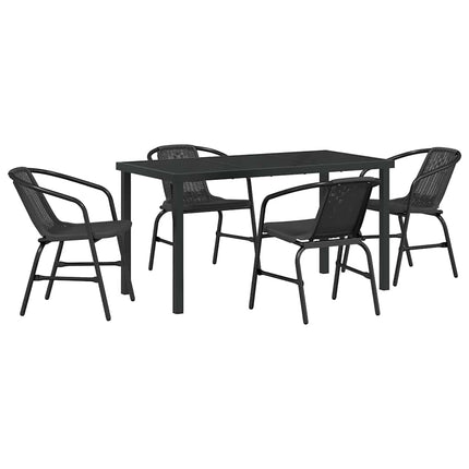 Have Spisebordssæt 5 pcs Sort Pulverlakeret stål