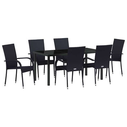 Have Spisebordssæt 7 pcs Sort Pulverlakeret stål
