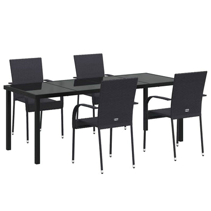 Have Spisebordssæt 5 pcs Sort Pulverlakeret stål