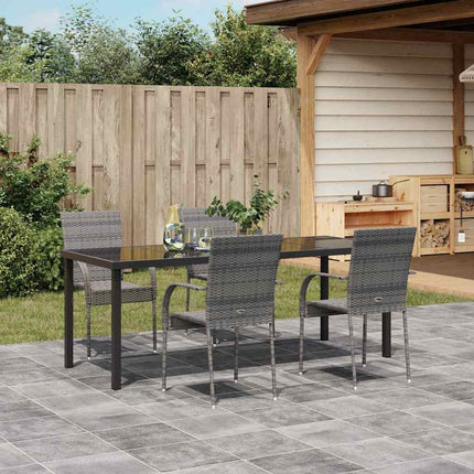 Have Spisebordssæt 5 pcs Grå Pulverlakeret stål
