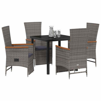 Have Spisebordssæt med pude 5 pcs Grå polyrattan