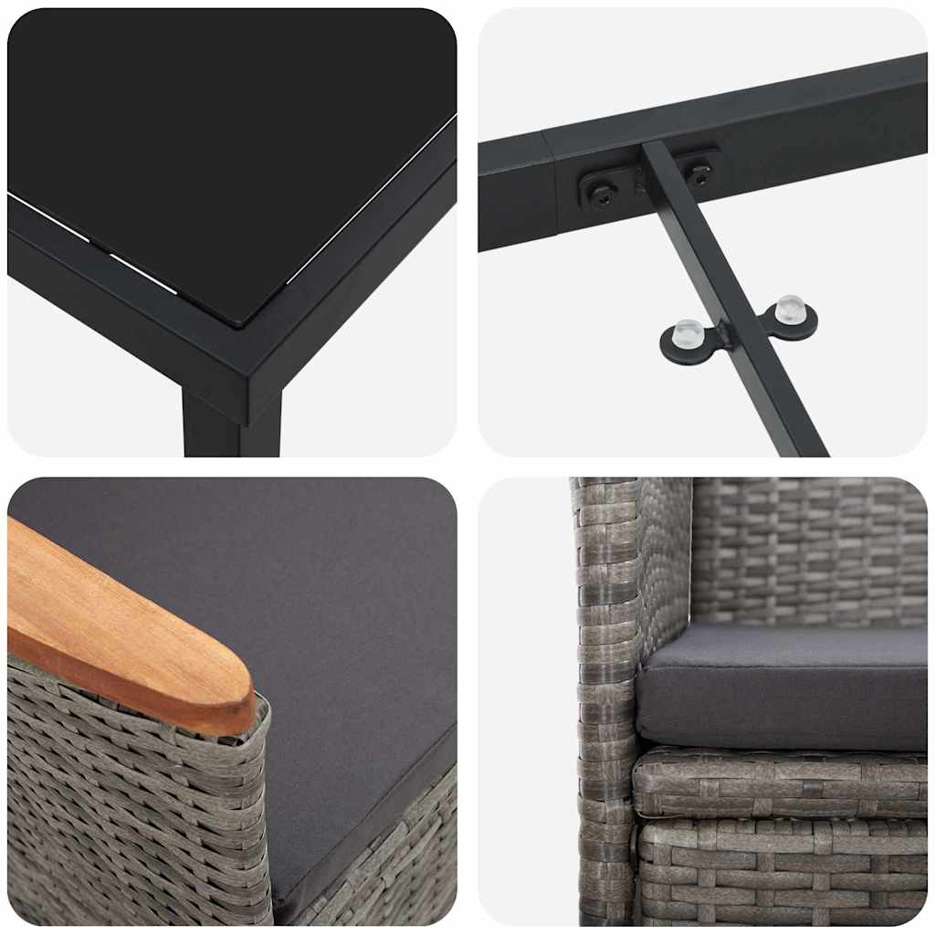 Have Spisebordssæt med pude 5 pcs Grå polyrattan