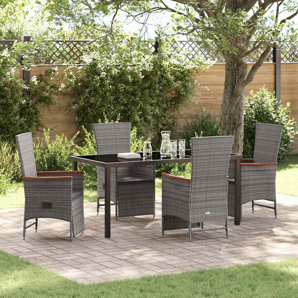 Have Spisebordssæt med pude 5 pcs Grå polyrattan