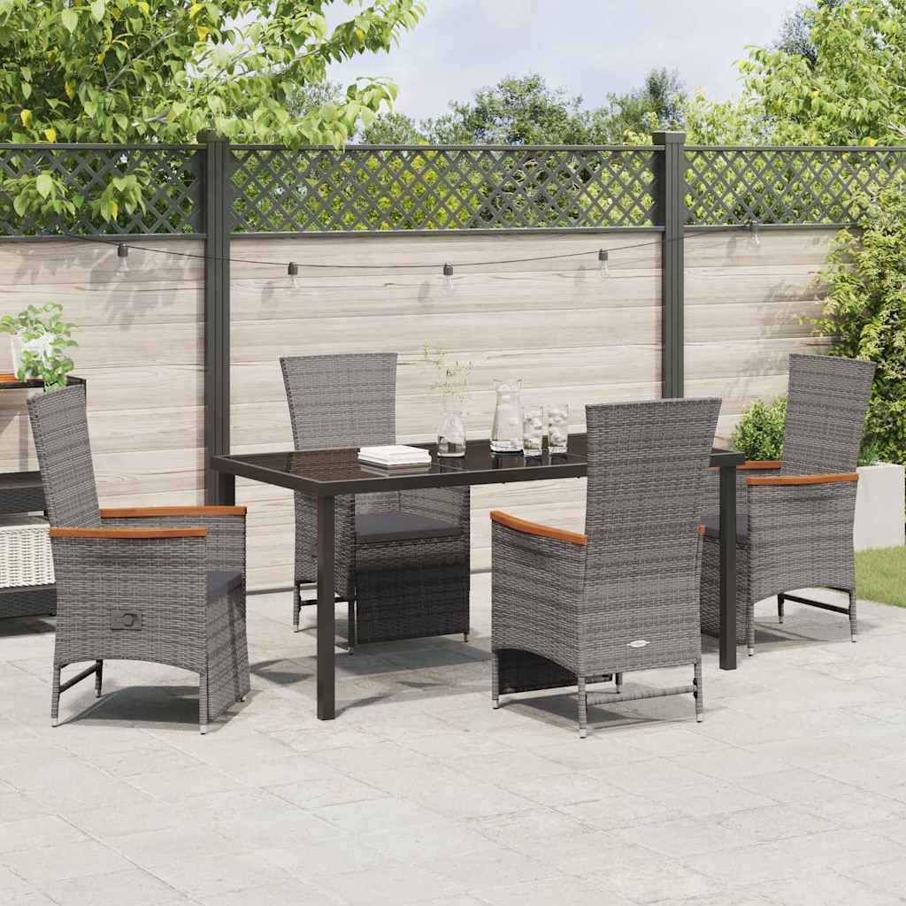 Have Spisebordssæt med pude 5 pcs Grå polyrattan