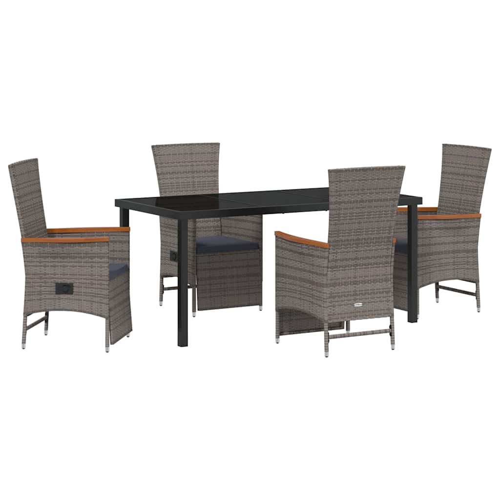 Have Spisebordssæt med pude 5 pcs Grå polyrattan