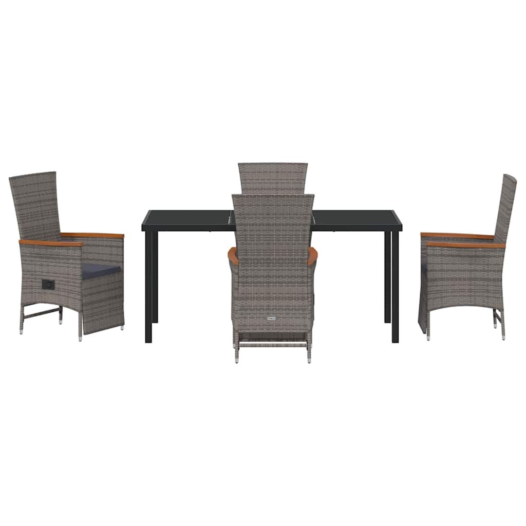 Have Spisebordssæt med pude 5 pcs Grå polyrattan