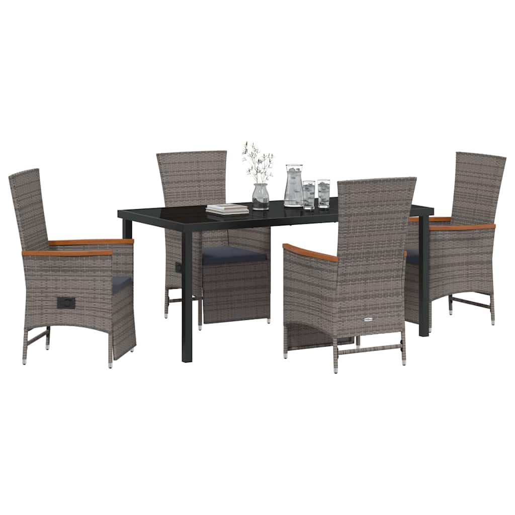 Have Spisebordssæt med pude 5 pcs Grå polyrattan