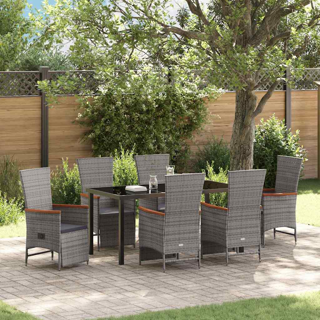 Have Spisebordssæt med pude 7 pcs Grå polyrattan