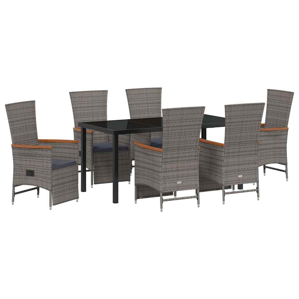 Have Spisebordssæt med pude 7 pcs Grå polyrattan