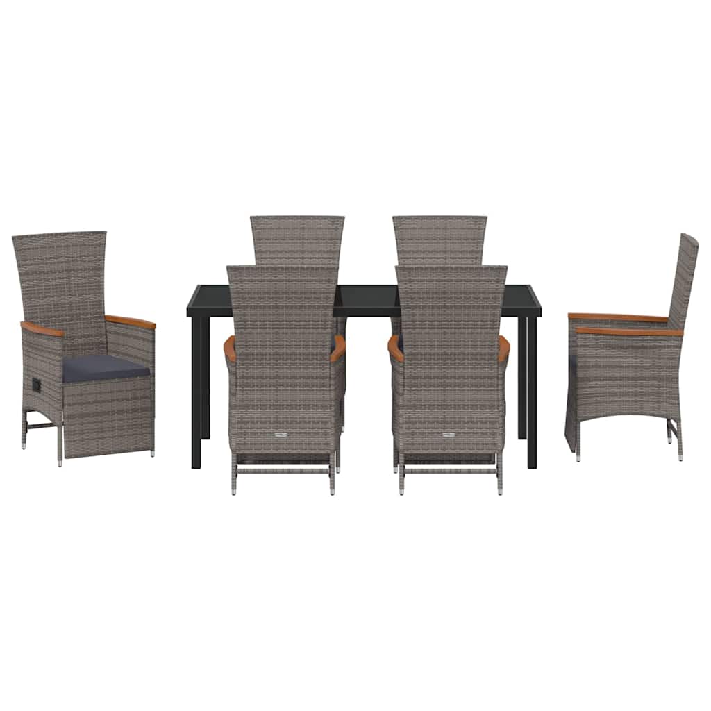 Have Spisebordssæt med pude 7 pcs Grå polyrattan