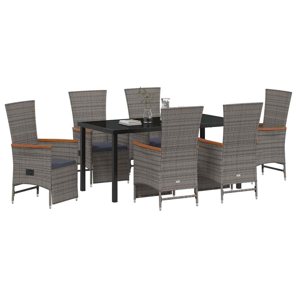 Have Spisebordssæt med pude 7 pcs Grå polyrattan