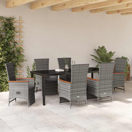 Have Spisebordssæt med pude 7 pcs Grå polyrattan