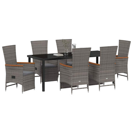 Have Spisebordssæt med pude 7 pcs Grå polyrattan