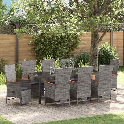 Have Spisebordssæt med pude 9 pcs Grå polyrattan