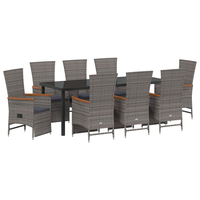Have Spisebordssæt 9 stk. Grå polyrattan