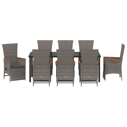Have Spisebordssæt med pude 9 pcs Grå polyrattan