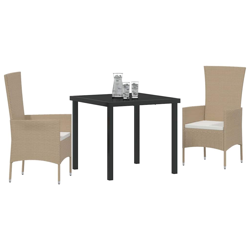 Have Spisebordssæt med pude 3 pcs Beige polyrattan