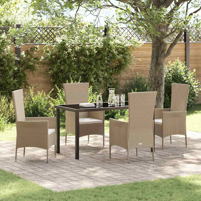 Have Spisebordssæt 5 stk. Beige polyrattan