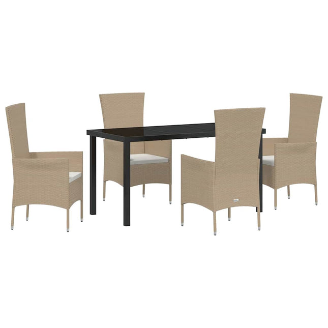 Have Spisebordssæt 5 stk. Beige polyrattan