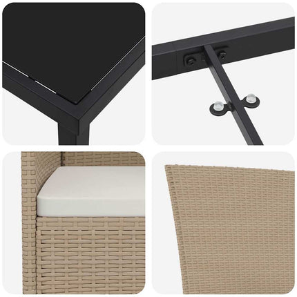 Have Spisebordssæt med pude 7 pcs Beige polyrattan