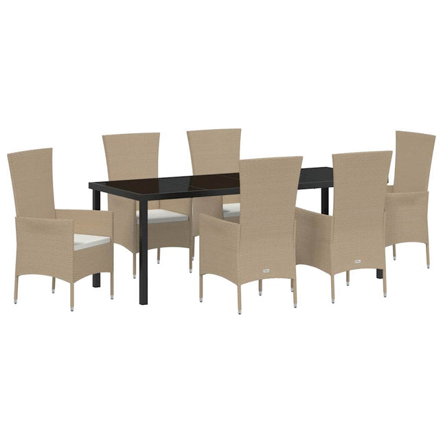 Have Spisebordssæt 7 stk. Beige polyrattan