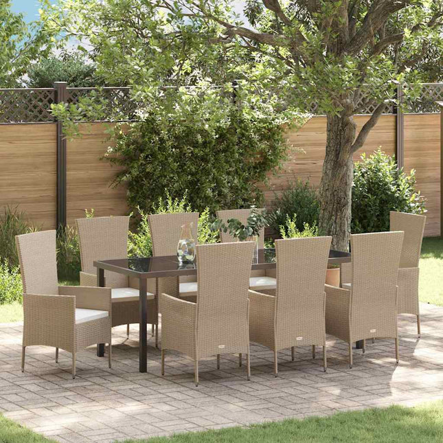Have Spisebordssæt 9 stk. Beige polyrattan