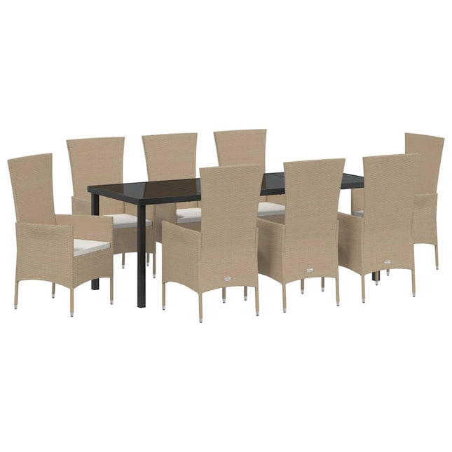 Have Spisebordssæt 9 stk. Beige polyrattan