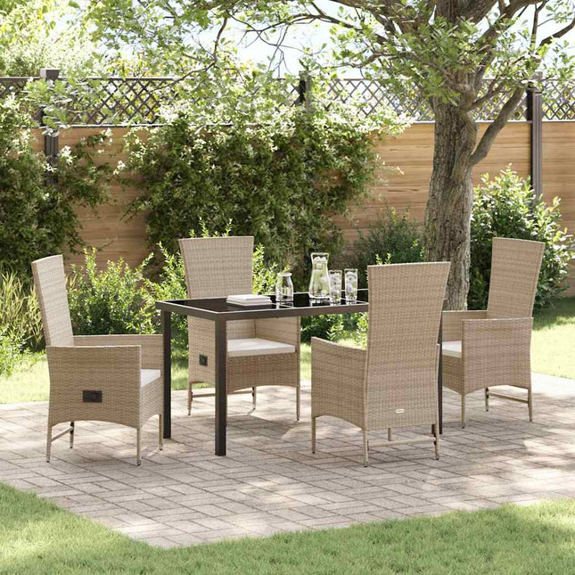 Have Spisebordssæt 5 stk. Beige polyrattan