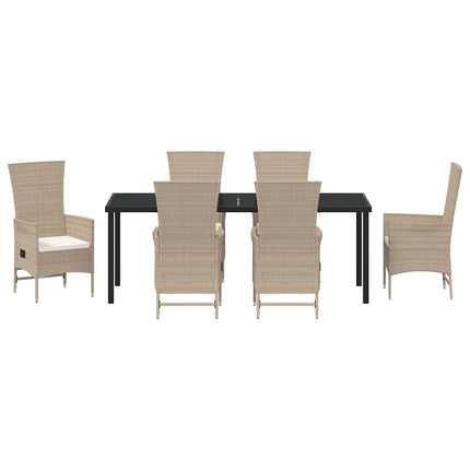 Have Spisebordssæt med pude 7 pcs Beige polyrattan