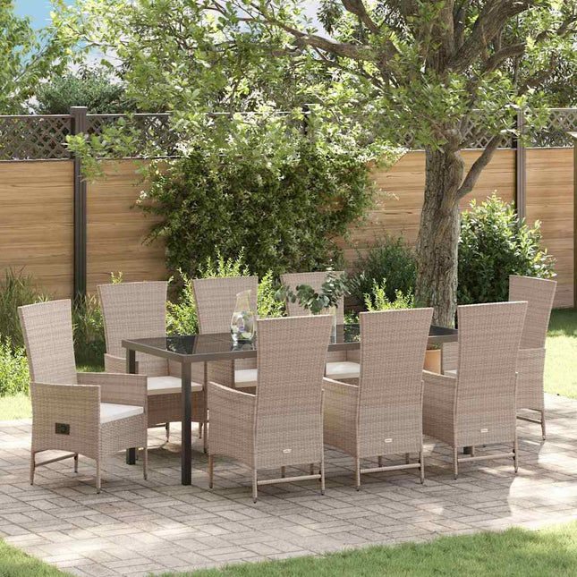 Have Spisebordssæt 9 stk. Beige polyrattan