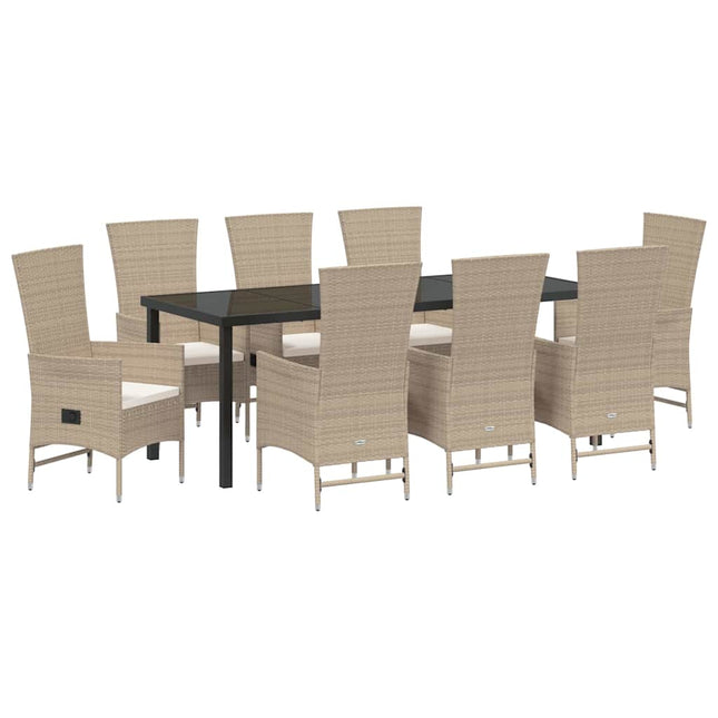 Have Spisebordssæt 9 stk. Beige polyrattan