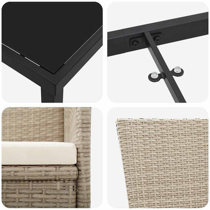 Have Spisebordssæt med pude 5 pcs Beige polyrattan